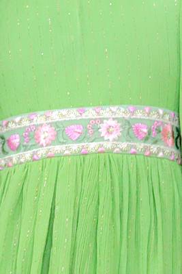 Green plain georgette dress 5