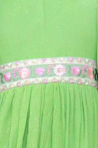 Green plain georgette dress