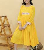 Yellow plain georgette dress