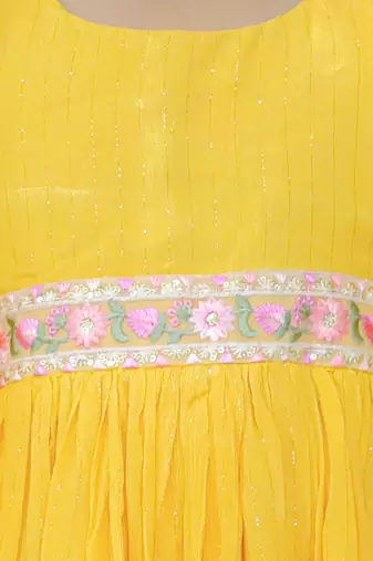 Yellow plain georgette dress