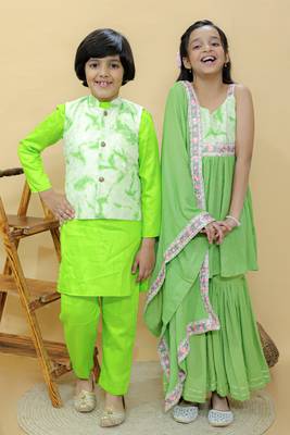 Green embroidered cotton sharara set 2