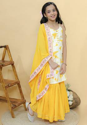 Yellow printed cotton sharara set 2