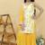 Yellow printed cotton sharara set
