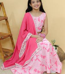 Pink embroidered cotton lehenga set