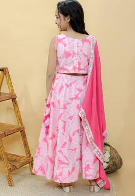 Pink embroidered cotton lehenga set 4
