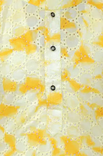 Yellow embroidered cotton kurta pyjama