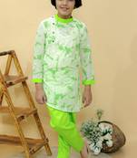 Green embroidered cotton kurta pyjama