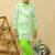Green embroidered cotton kurta pyjama