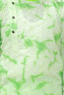 Green embroidered cotton kurta pyjama 4