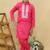 Pink plain cotton kurta with neckline embroidery & pyjama