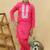 Pink plain cotton kurta with neckline embroidery & pyjama