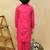 Pink plain cotton kurta with neckline embroidery & pyjama