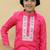 Pink plain cotton kurta with neckline embroidery & pyjama