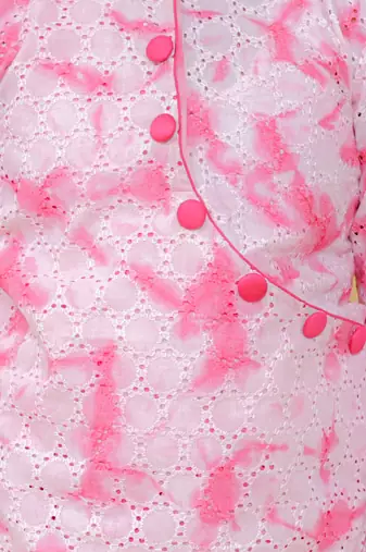 Pink embroidered cotton kurta pyjama