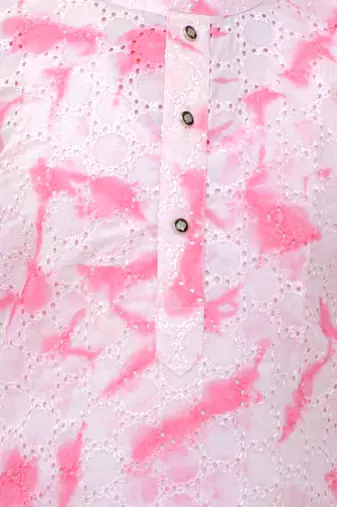 Pink embroidered cotton kurta pyjama