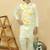 Yellow embroidered cotton nehru jacket set