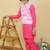 Pink embroidered cotton nehru jacket set