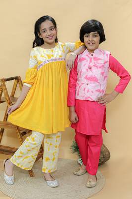 Pink embroidered cotton nehru jacket set 3