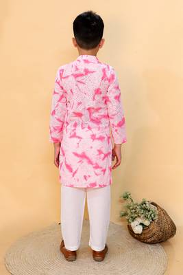 Pink embroidered cotton kurta pyjama 4