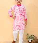 Pink embroidered cotton kurta pyjama