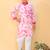 Pink embroidered cotton kurta pyjama