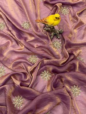 Lavender Beads Pipe Hand Work Butta fendy Satin silk blend Saree 5