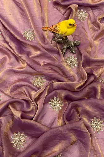 Lavender Beads Pipe Hand Work Butta fendy Satin silk blend Saree