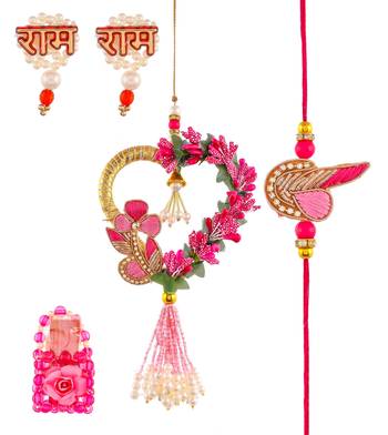 Handcrafted pearl & gold bead rakhi 2