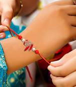 Handcrafted pearl & gold bead rakhi