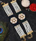 Handcrafted pearl & gold bead rakhi