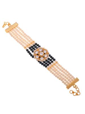 Handcrafted pearl & gold bead rakhi 3