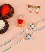 Handcrafted pearl & gold bead rakhi