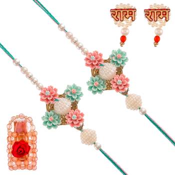Handcrafted pearl & gold bead rakhi 2