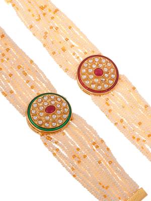 Handcrafted pearl & gold bead rakhi 2
