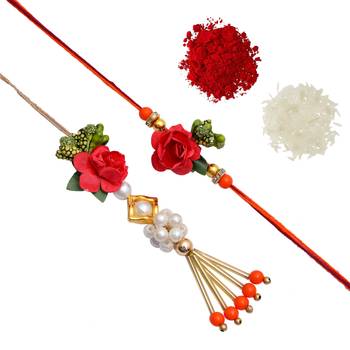 Handcrafted pearl & gold bead rakhi 3