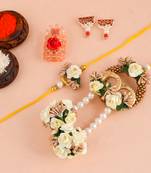 Handcrafted pearl & gold bead rakhi