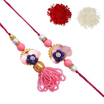 Handcrafted pearl & gold bead rakhi 2