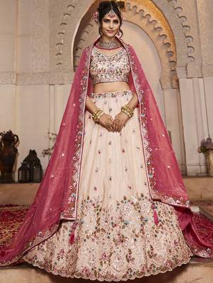 Cream Tissue sequin embroidery Lehenga choli & Dupatta 1