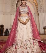 Cream Tissue sequin embroidery Semi-Stitched Lehenga choli & Dupatta