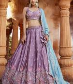 Lavender Georgette Sequins embroidery Semi-Stitched Lehenga choli & Dupatta