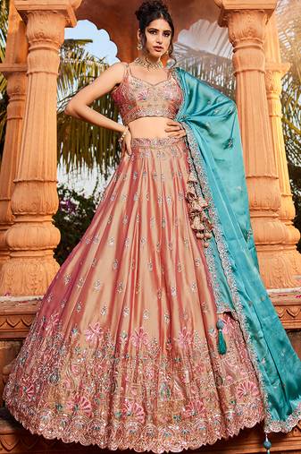 Nude Georgette Sequins embroidery Semi-Stitched Lehenga choli & Dupatta