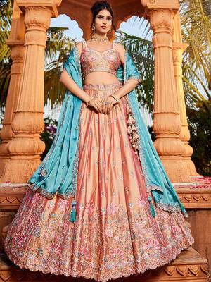 Nude Georgette Sequins embroidery Semi-Stitched Lehenga choli & Dupatta 2
