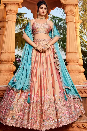 Nude Georgette Sequins embroidery Semi-Stitched Lehenga choli & Dupatta