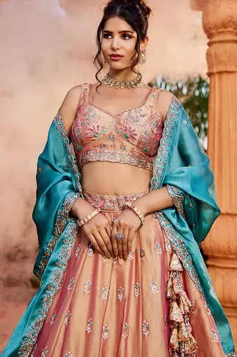 Nude Georgette Sequins embroidery Semi-Stitched Lehenga choli & Dupatta