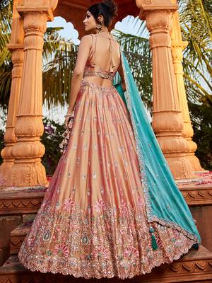 Nude Georgette Sequins embroidery Semi-Stitched Lehenga choli & Dupatta 5