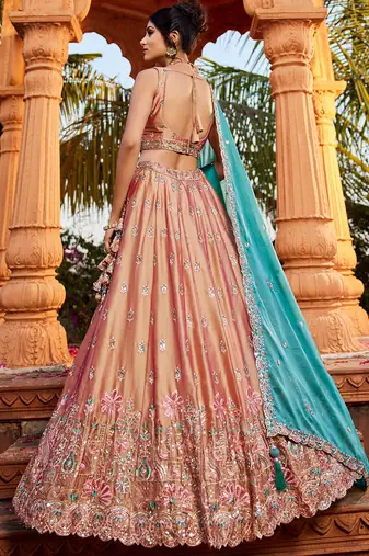 Nude Georgette Sequins embroidery Semi-Stitched Lehenga choli & Dupatta
