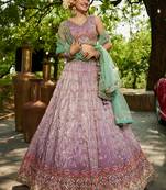 Lavender colour Tissue sequin embroidery Semi-Stitched Lehenga choli & Dupatta