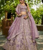 Lavender colour Tissue sequin embroidery Semi-Stitched Lehenga choli & Dupatta