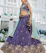 Purple colour Chinnon sequin embroidery Semi-Stitched Lehenga choli & Dupatta