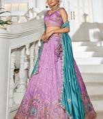 Lavender colour Tissue sequin embroidery Semi-Stitched Lehenga choli & Dupatta